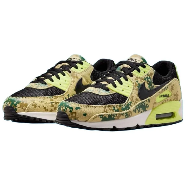 Nike Air Max 90 Anti Slip Wear Resistant Low Top Casual Running Shoes Unisex Yellow Black