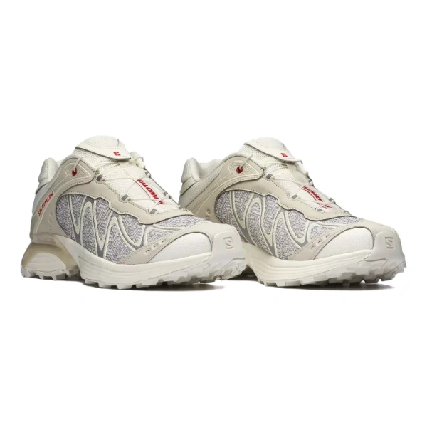SALOMON Cushioning Anti Slip Wear Resistant Breathability Low Top Running Shoes Unisex Vanilla Earth Gray Fire Red