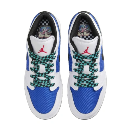 Jordan Air Jordan 1 Детские баскетбольные кроссовки Low Топ Синий Белый Для школьников