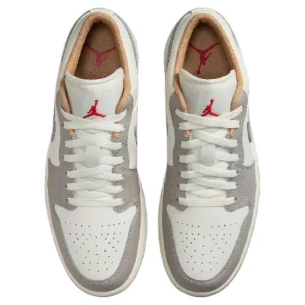 Jordan Air Jordan 1 Anti Slip Wear Resistant Low Top Vintage Basketball Shoes Men's Beige Gray