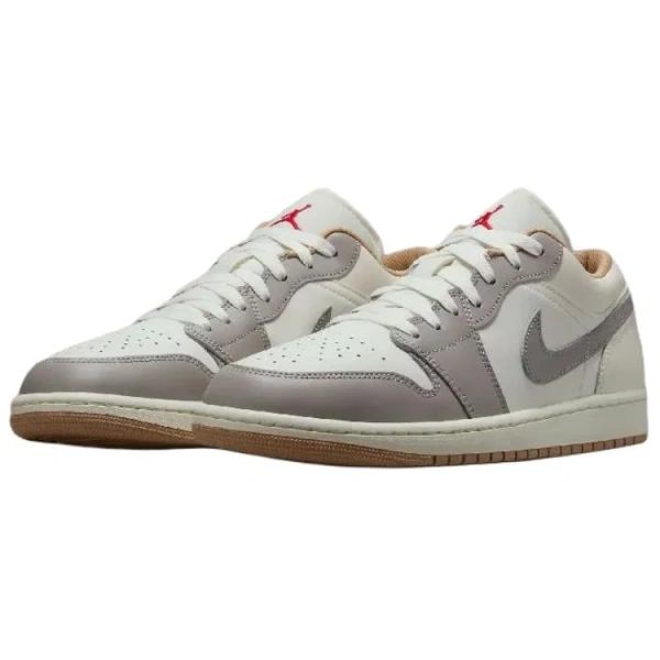 Jordan Air Jordan 1 Anti Slip Wear Resistant Low Top Vintage Basketball Shoes Men's Beige Gray
