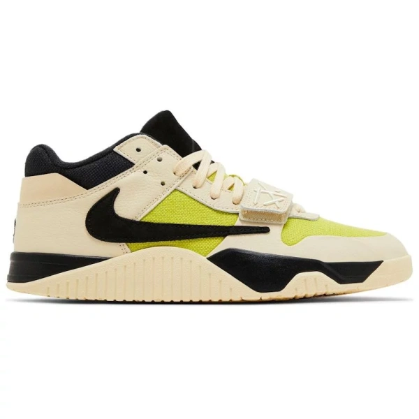 Travis Scott X Jordan Jumpman Jack TR Anti Slip Wear Resistant Mid Top Vintage Basketball Shoes Men's Beige Black