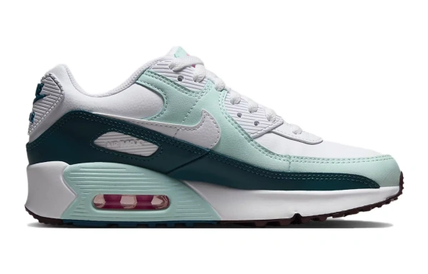 Nike Air Max 90 LTR Slip Resistant Cushioning Wear Resistant Kids Lifestyle Shoes Blue Green White Teenagers