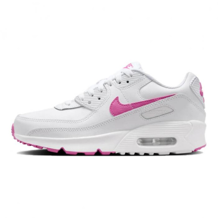 Nike Air Max 90 Slip Resistant Cushioning Low Top Kids' Running Shoes White Pink Kids'