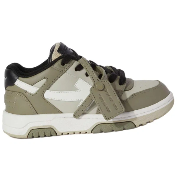 OFF WHITE Out Of Office Low Top Kids' Skateboarding Shoes Olive Green Kids'