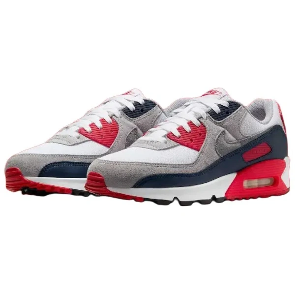 Nike Air Max 90 Anti Slip Wear Resistant Low Top Running Shoes Men's White Gray