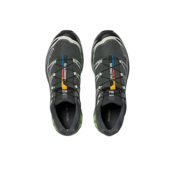 SALOMON XT 6 Anti Slip And Wear Resistant Water Resistant Low Top Running Shoes Unisex Urban Gray Black Lime Cream