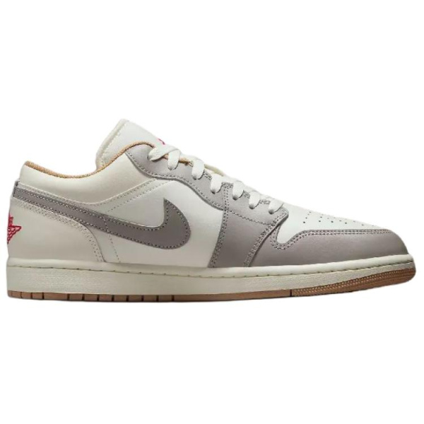 Jordan Air Jordan 1 Anti Slip Wear Resistant Low Top Vintage Basketball Shoes Men's Beige Gray