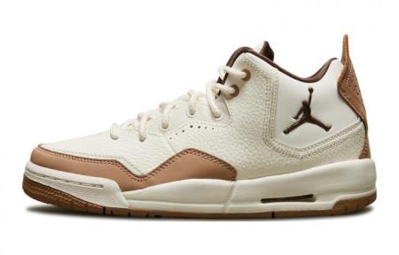 Jordan Courtside 23 Slip-Resistant Cushioning Wear-Resistant Mid-Top Children's Basketball Shoes White Teenagers