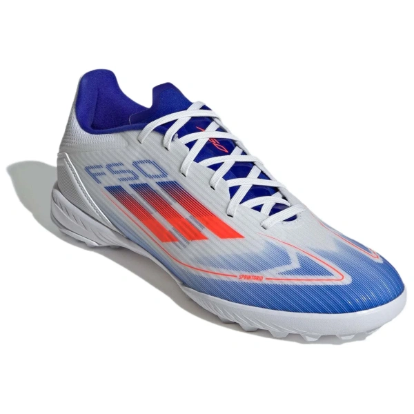 Adidas F50 League Футбольные бутсы Низкие Белый/Красный Флуоресцентный/Ярко-синий Унисекс