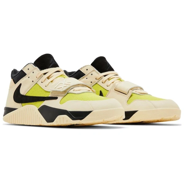 Travis Scott X Jordan Jumpman Jack TR Anti Slip Wear Resistant Mid Top Vintage Basketball Shoes Men's Beige Black