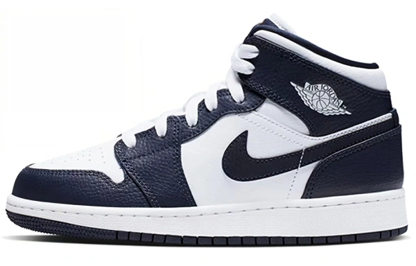 Jordan 1 Mid White Metallic Gold Obsidian GS