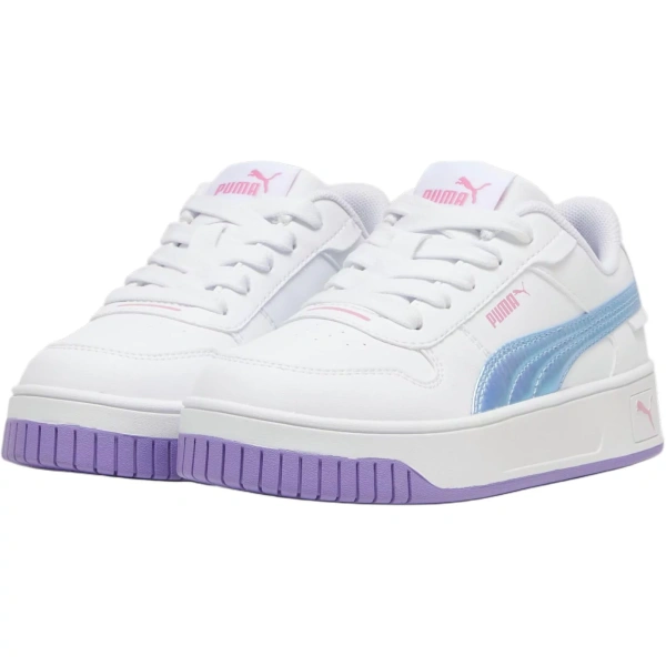 PUMA Carina Street Anti Slip Wear Resistant Low Top Kids' Skateboarding Shoes White Blue Purple Kids'