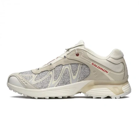 SALOMON Cushioning Anti Slip Wear Resistant Breathability Low Top Running Shoes Unisex Vanilla Earth Gray Fire Red